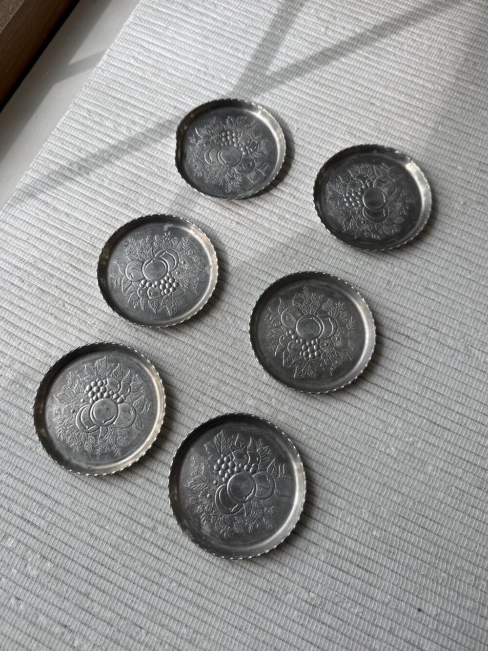 Set of 6 Aluminum Coasters | Embossed Fruit Design